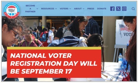 National Voter Registration Day will be September 17.